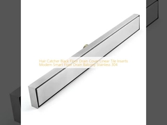 Hair Catcher Black Floor Drain Cover Linear Tile Inserts Modern Smart Floor Drain Balcony Stainless 304